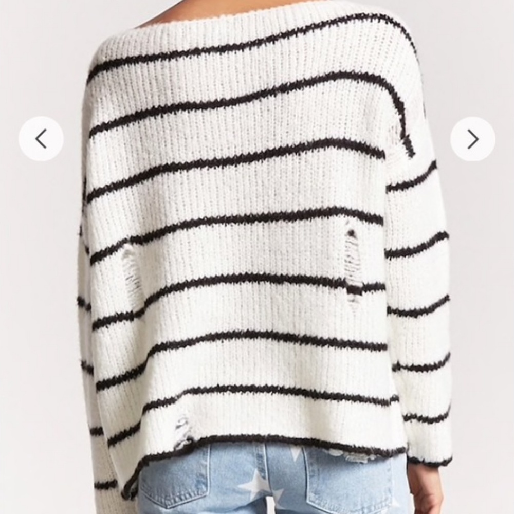 ✨SOLD✨FOREVER 21 Striped Open-Knit Sweater - Picture 3 of 3